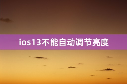 ios13不能自动调节亮度