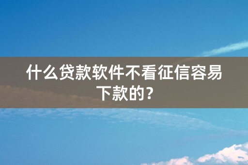 什么贷款软件不看征信容易下款的？