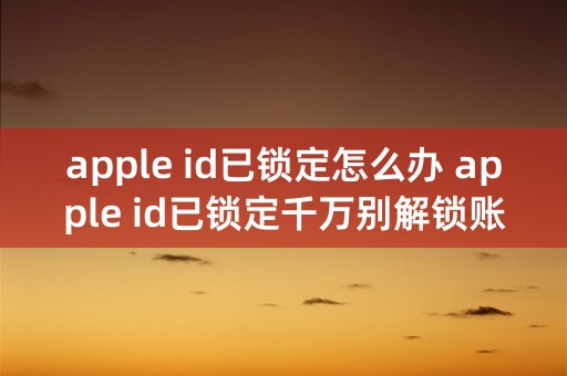 apple id已锁定怎么办 apple id已锁定千万别解锁账户