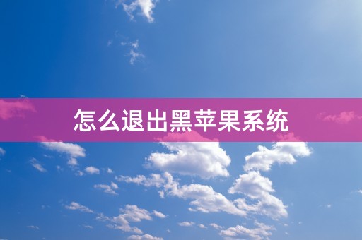 怎么退出黑苹果系统