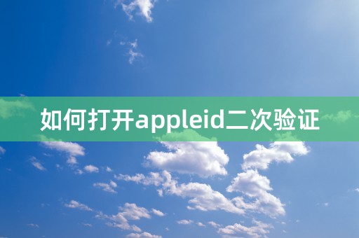 如何打开appleid二次验证