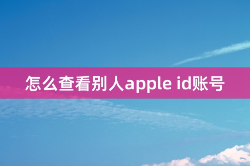 怎么查看别人apple id账号