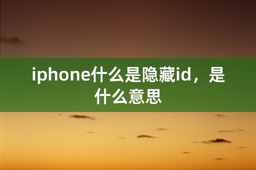 iphone什么是隐藏id，是什么意思