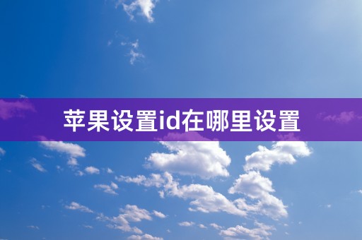 苹果设置id在哪里设置