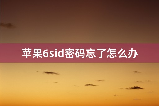 苹果6sid密码忘了怎么办