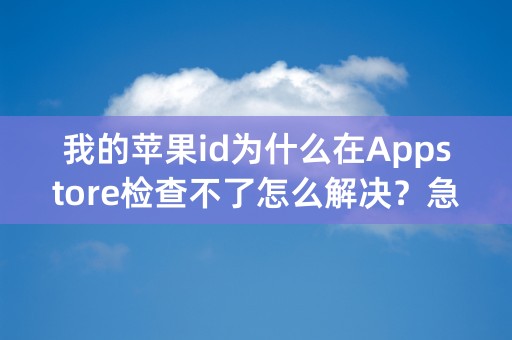 我的苹果id为什么在Appstore检查不了怎么解决？急！！！