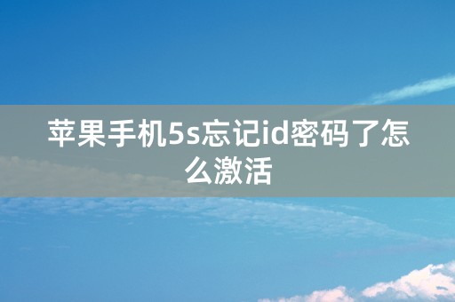 苹果手机5s忘记id密码了怎么激活