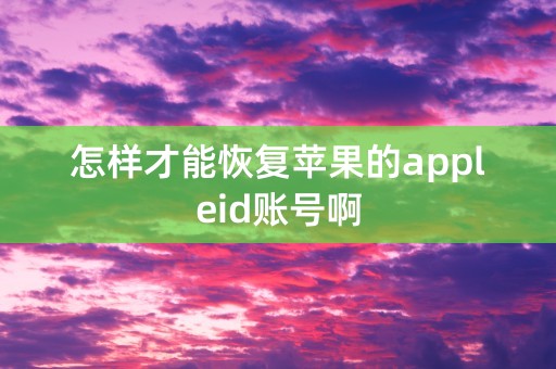 怎样才能恢复苹果的appleid账号啊