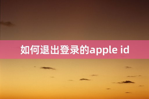 如何退出登录的apple id