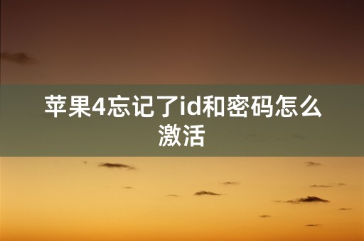 苹果4忘记了id和密码怎么激活