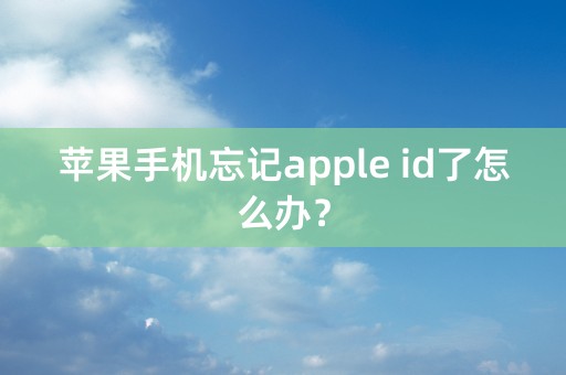 苹果手机忘记apple id了怎么办？