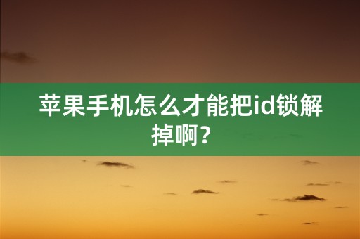 苹果手机怎么才能把id锁解掉啊？