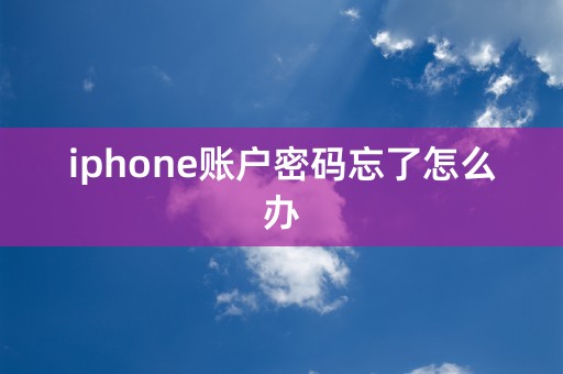 iphone账户密码忘了怎么办