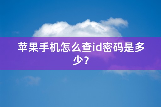 苹果手机怎么查id密码是多少？