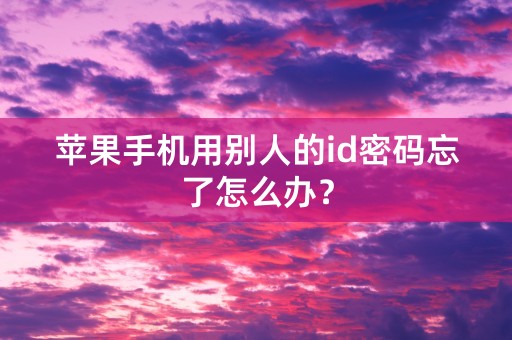 苹果手机用别人的id密码忘了怎么办？