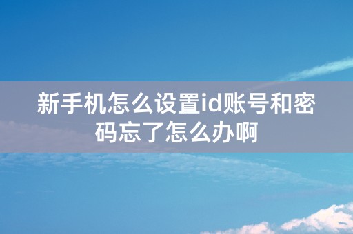 新手机怎么设置id账号和密码忘了怎么办啊