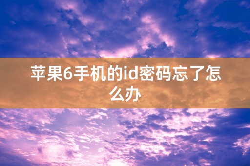 苹果6手机的id密码忘了怎么办