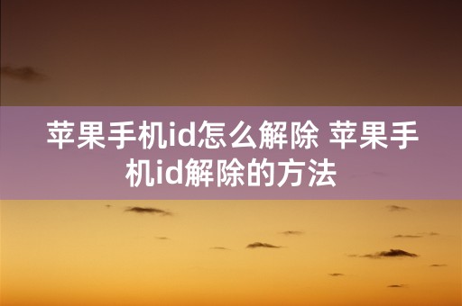 苹果手机id怎么解除 苹果手机id解除的方法