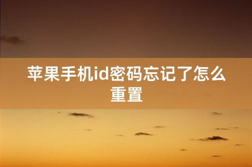 苹果手机id密码忘记了怎么重置