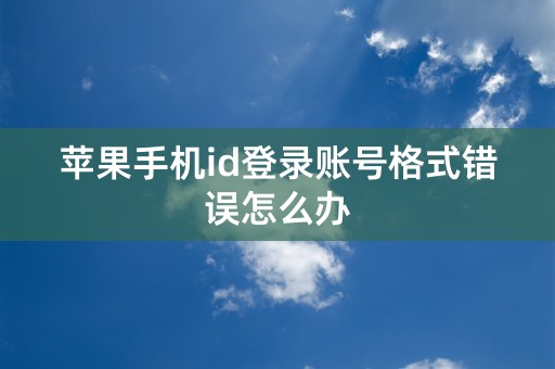 苹果手机id登录账号格式错误怎么办