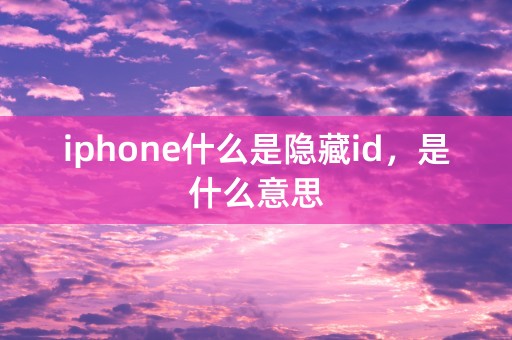 iphone什么是隐藏id，是什么意思