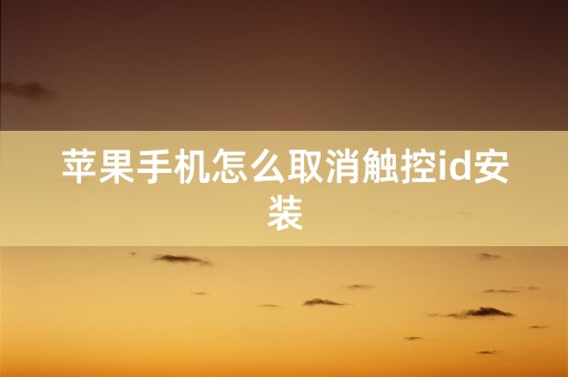 苹果手机怎么取消触控id安装