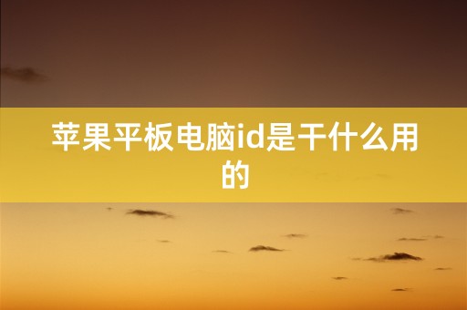 苹果平板电脑id是干什么用的