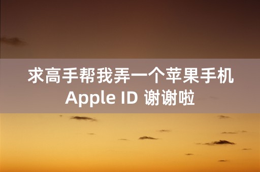 求高手帮我弄一个苹果手机Apple ID 谢谢啦