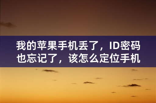 我的苹果手机丢了，ID密码也忘记了，该怎么定位手机？