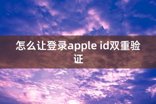 怎么让登录apple id双重验证