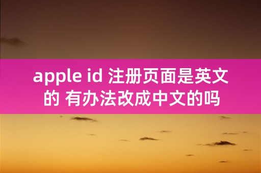 apple id 注册页面是英文的 有办法改成中文的吗