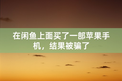 在闲鱼上面买了一部苹果手机，结果被骗了