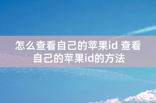 怎么查看自己的苹果id 查看自己的苹果id的方法