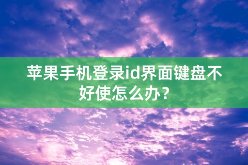 苹果手机登录id界面键盘不好使怎么办？