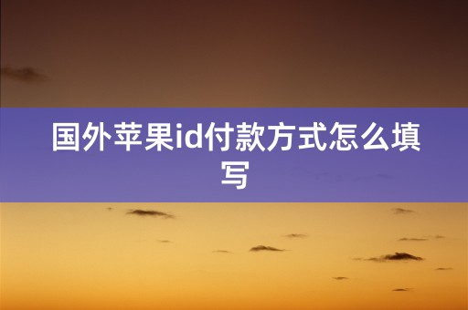 国外苹果id付款方式怎么填写