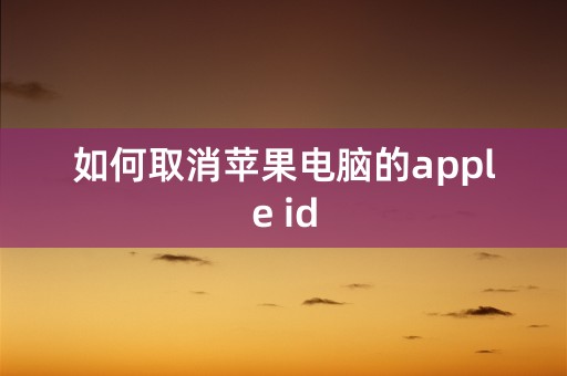 如何取消苹果电脑的apple id