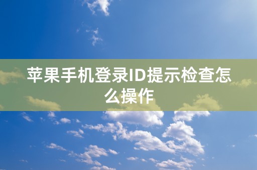 苹果手机登录ID提示检查怎么操作