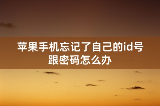 苹果手机忘记了自己的id号跟密码怎么办