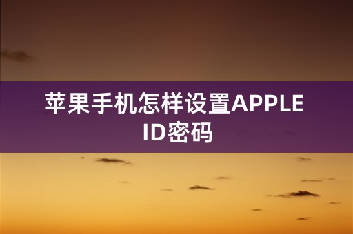 苹果手机怎样设置APPLE ID密码