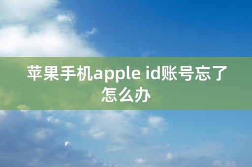 苹果手机apple id账号忘了怎么办