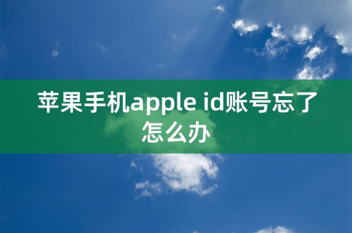 苹果手机apple id账号忘了怎么办