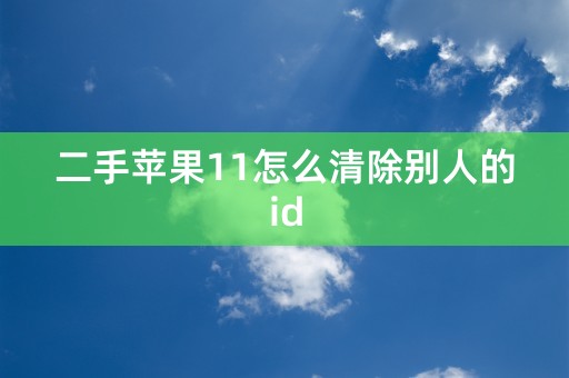 二手苹果11怎么清除别人的id