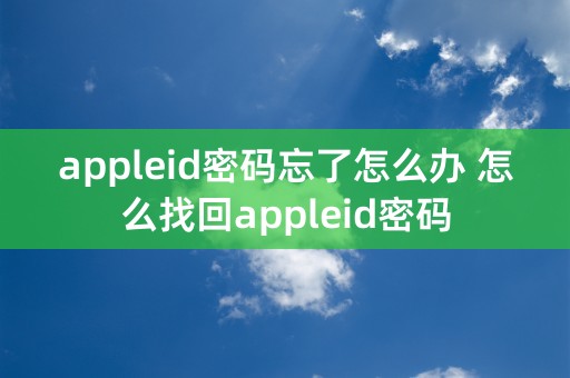 appleid密码忘了怎么办 怎么找回appleid密码