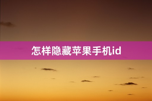 怎样隐藏苹果手机id