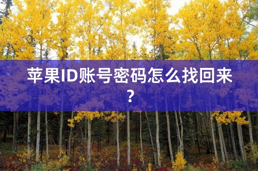 苹果ID账号密码怎么找回来？