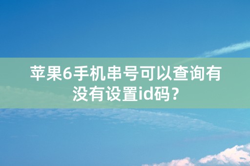 苹果6手机串号可以查询有没有设置id码？