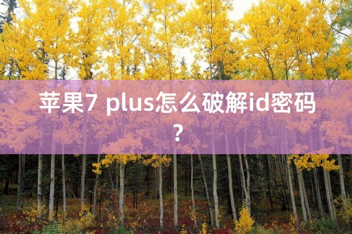 苹果7 plus怎么破解id密码？