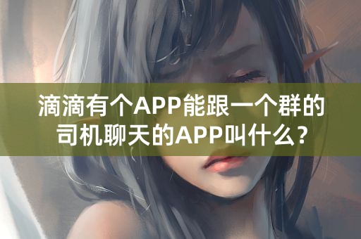 滴滴有个APP能跟一个群的司机聊天的APP叫什么？