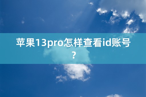 苹果13pro怎样查看id账号？