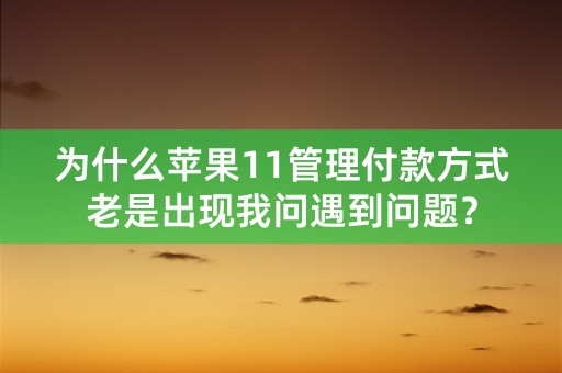 为什么苹果11管理付款方式老是出现我问遇到问题？